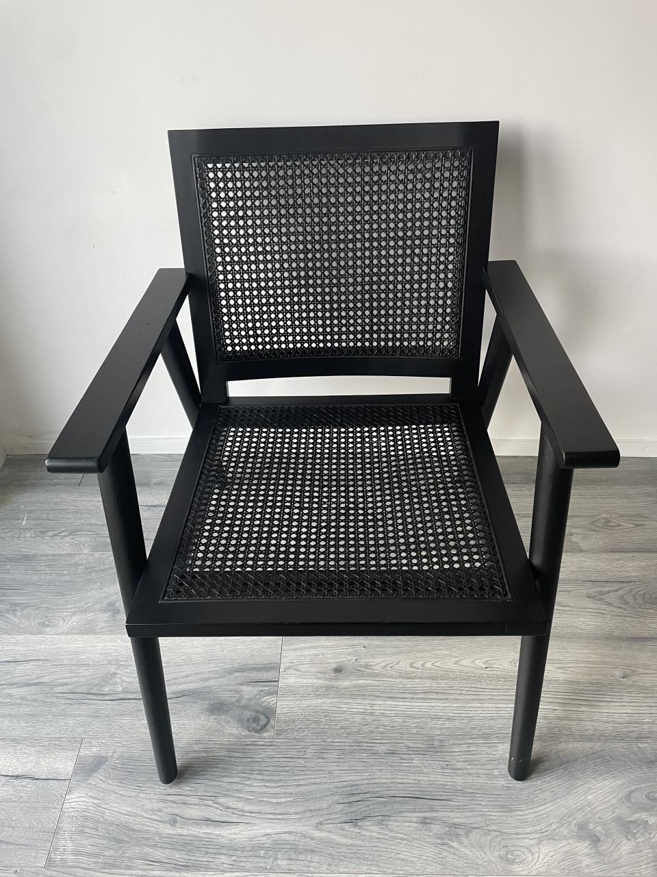 Fauteuil stoel japandi hout zwart webbing