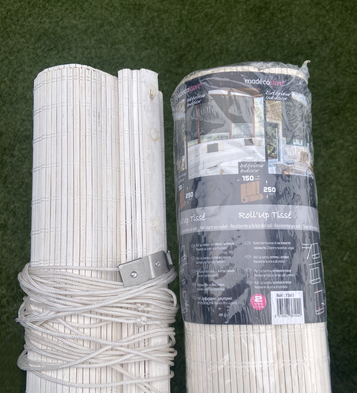 2x Bamboe rolgordijn wit 150x250cm