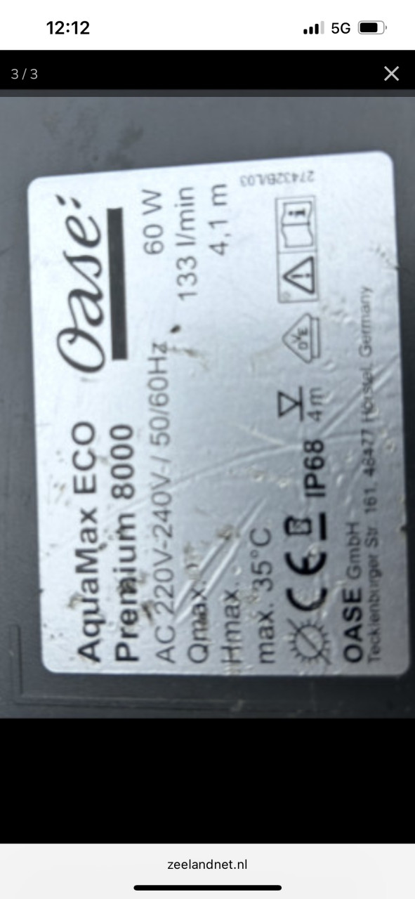 Te koop oase eco primium 8000 lpu sterke en zuinige Vijverpomp