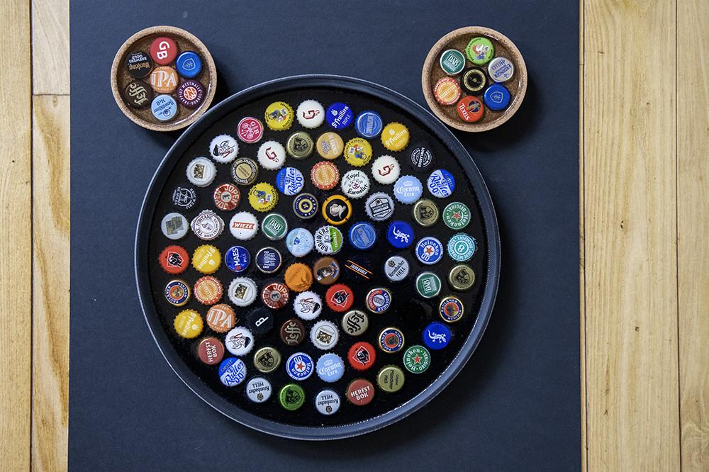 Te koop bierdoppen dienblad met onderzetters