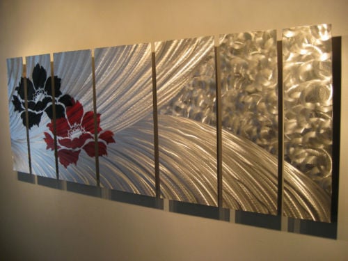 " Metal 2 Flowers "  prachtig Aluminium 7 luik Metal Art