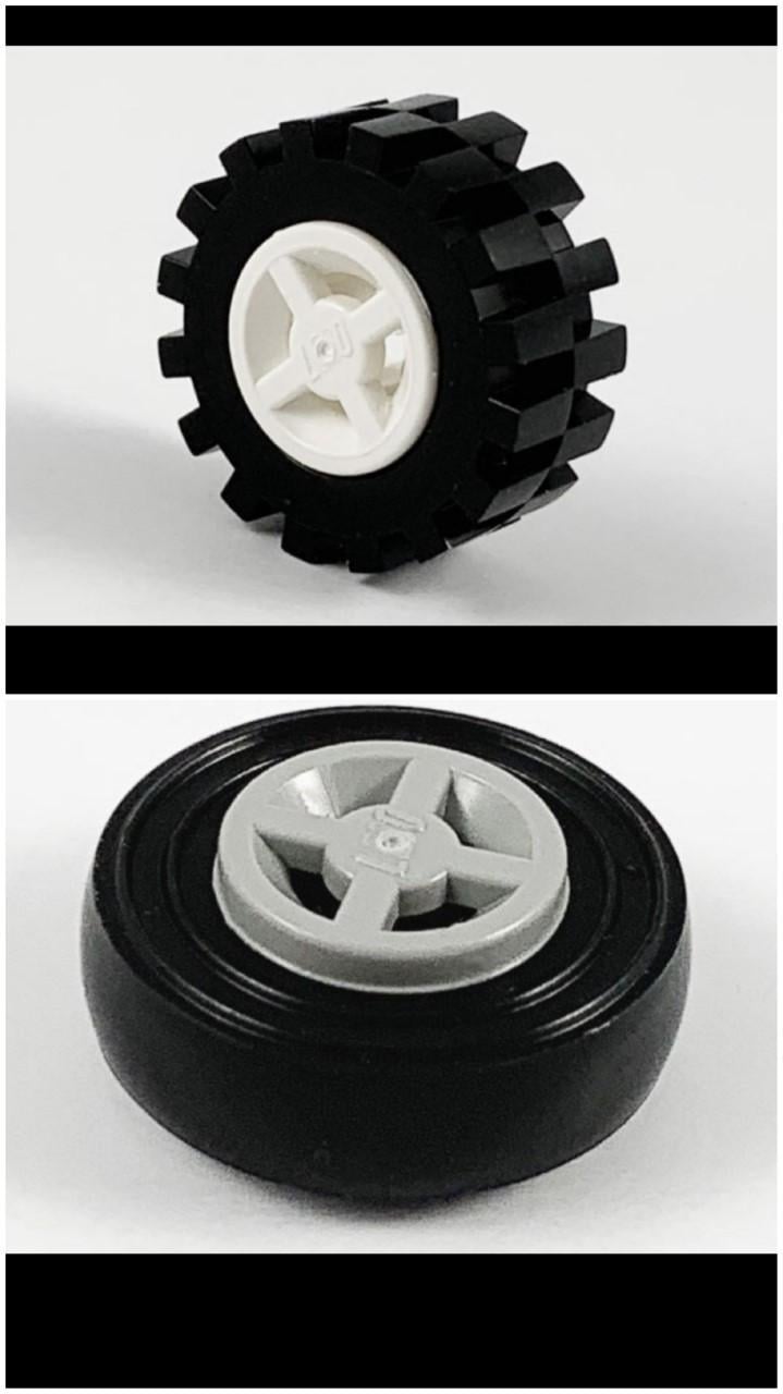 Lego: verschillende soorten wielen en ophangstenen voor wielen