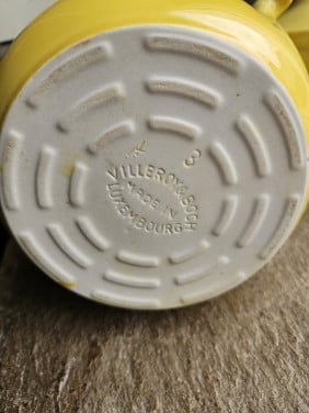 Prachtige Villeroy&Boch luxemburg gele theepot met filter compleet...