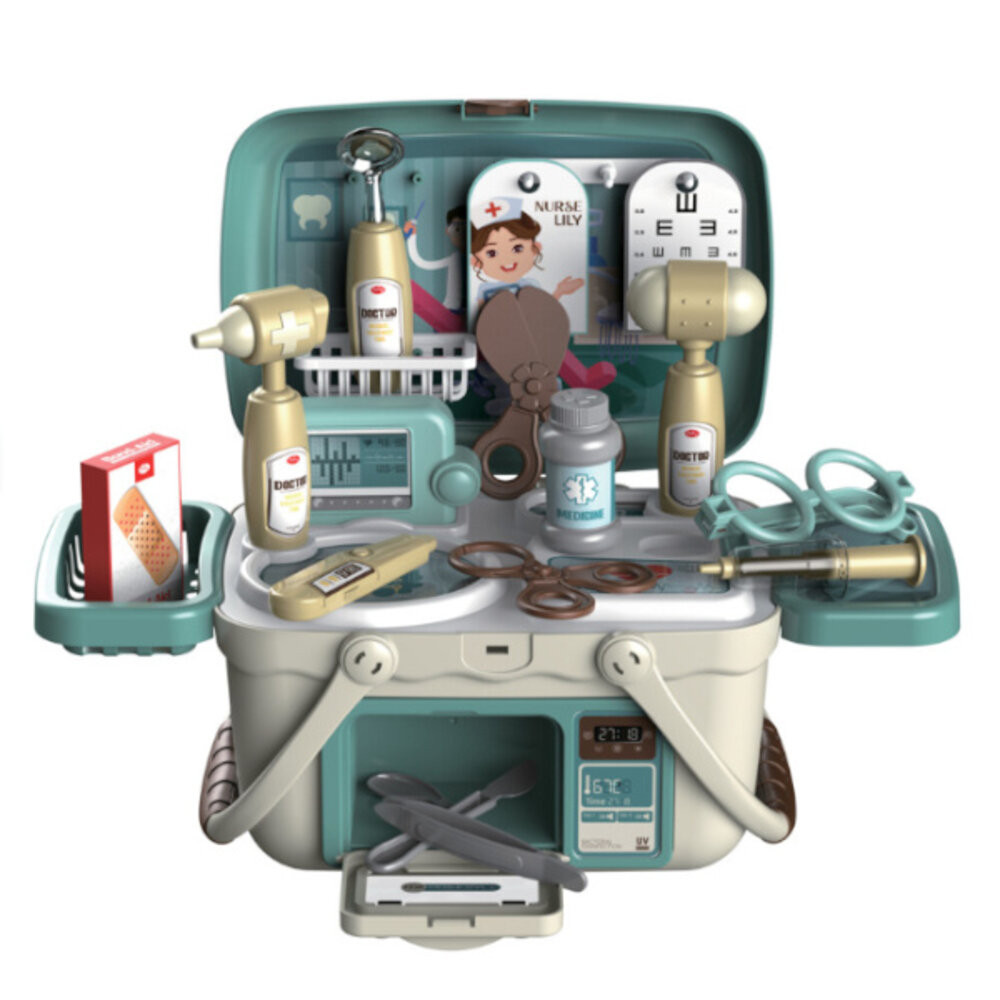 Speelset koffer in thema gereedschap, dokter, beauty
