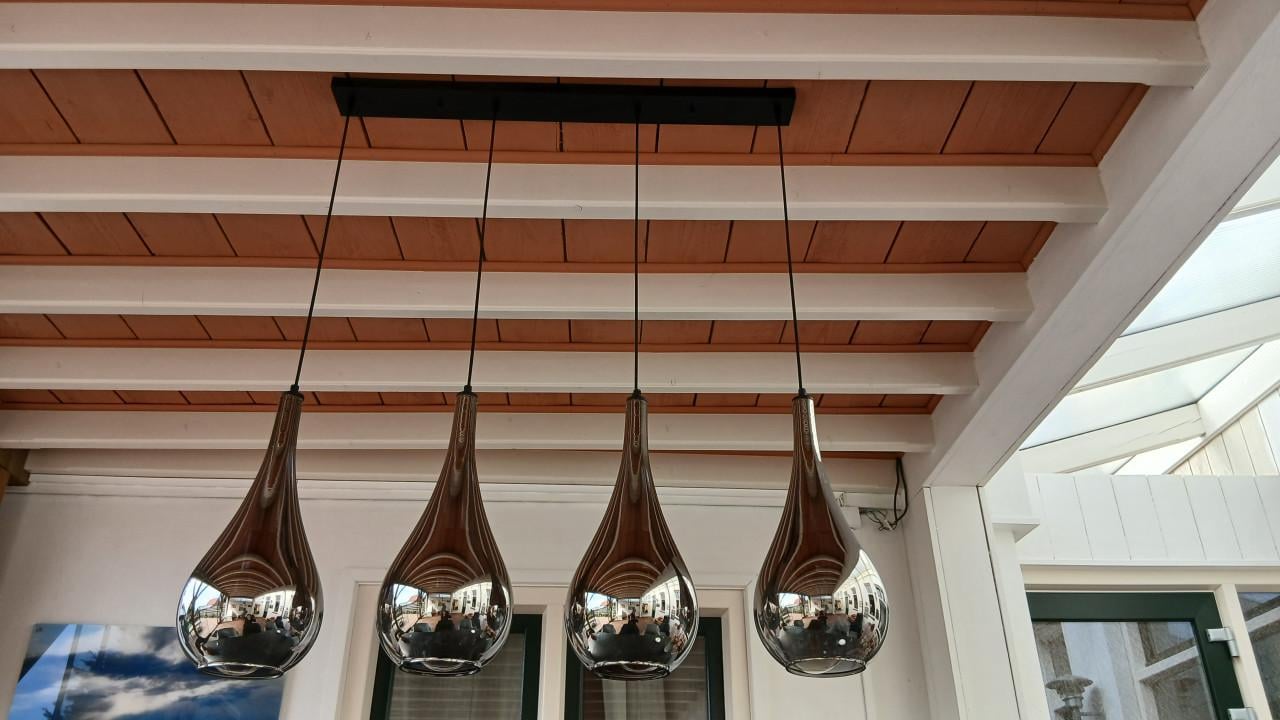 Hanglamp 4 lamp Druppelvormige hanglamp glas zilver Chromed