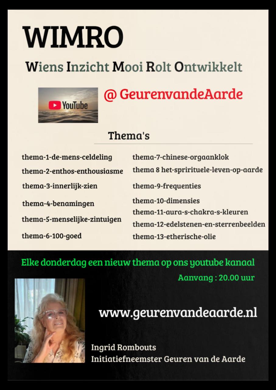 DEZE WEEK BIJ GEUREN VAN DE AARDE: THEMA 100% GOED en MEDITATIE