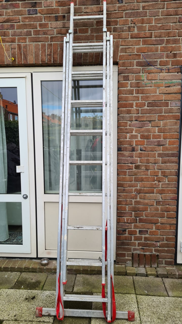 Driedelige ladder 3X9 - 3X2.5m in goed staat-Aluminium