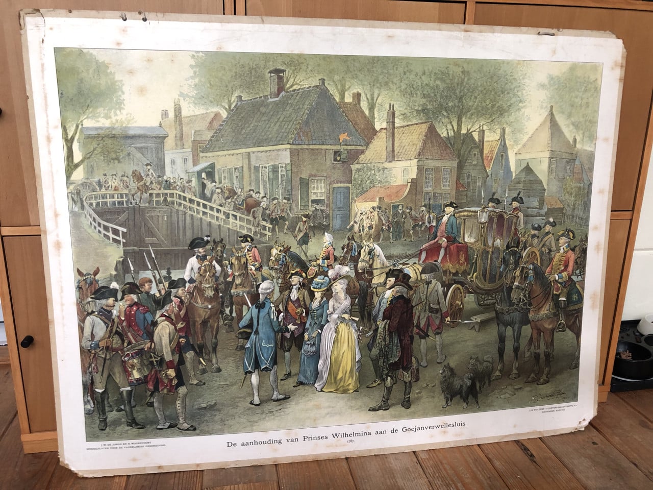 Schoolplaat "De aanhouding van Prinses Wilhelmina ....."