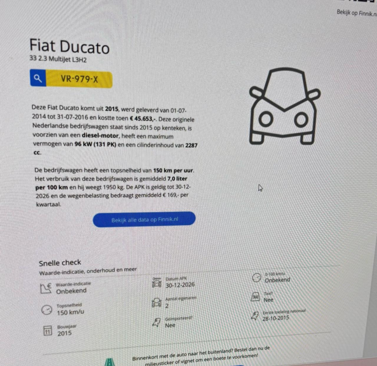 Fiat Ducato L3H2 bwj 2015 apk dec 2026