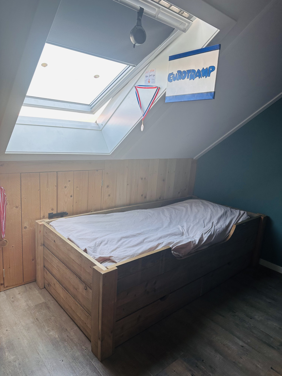 Steigerhouten bed, perfecte staat