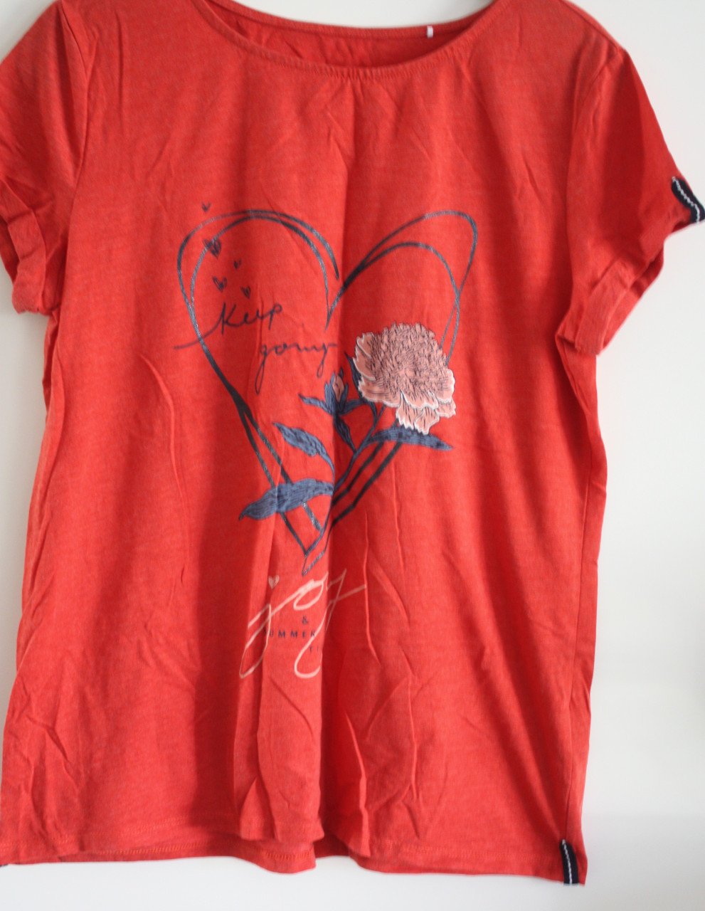 Rode shirt hart en bloemen maat xl