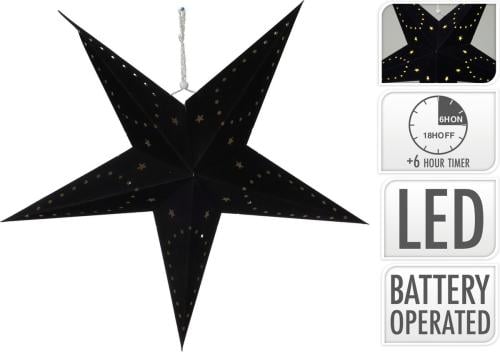 Kerstster verlicht 60cm zwart aan touw