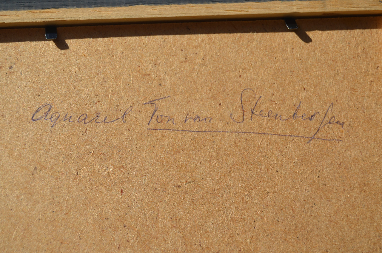 Aquarel Ton van Steenbergen Molen, gesigneerd