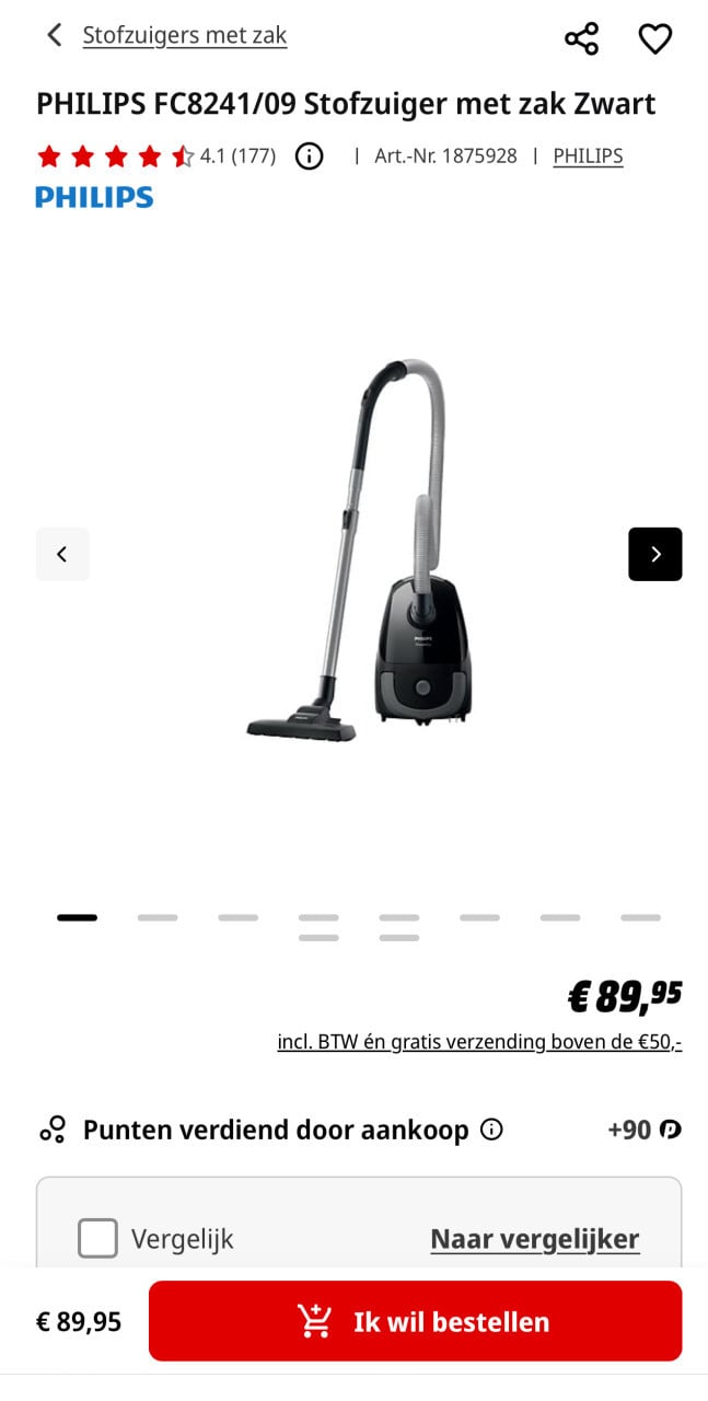 Als nieuw en kort gebruikte Philips Stofzuiger