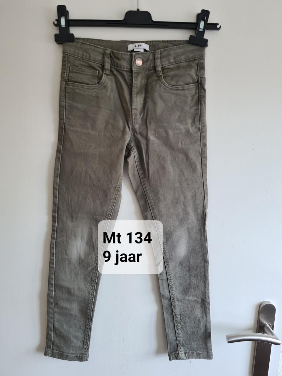 Kaki groene spijkerbroek van L H  Maat 134 / 9 jaar