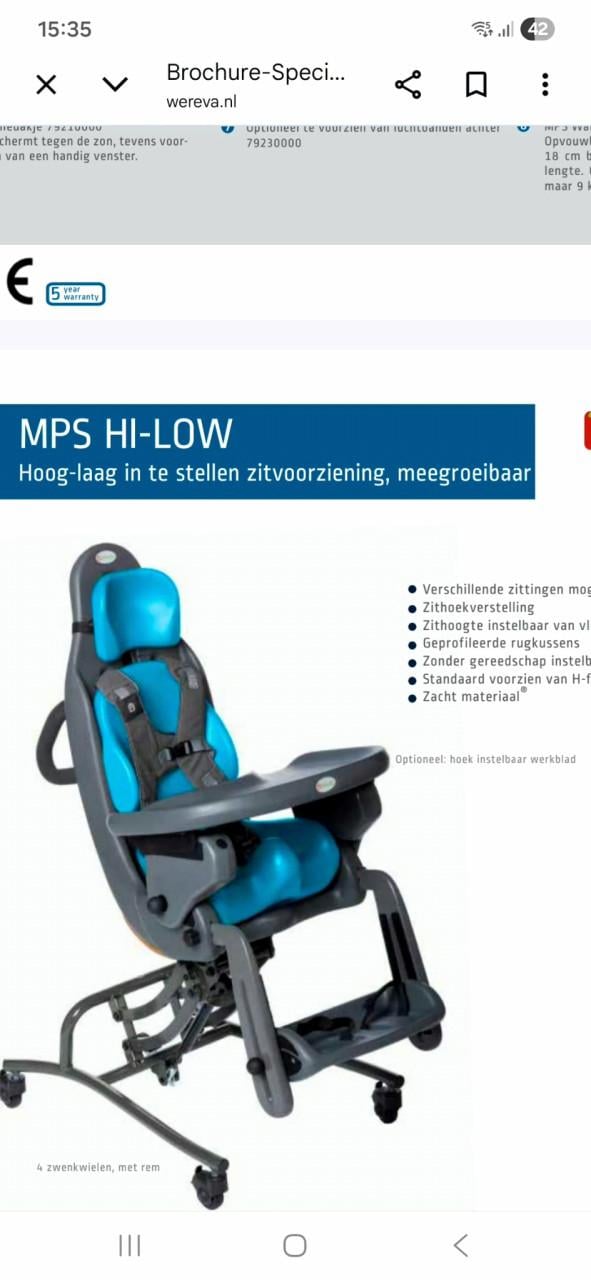 Special Tomato Hi-Low MPS-zitsysteem in hoogte verstelbaar