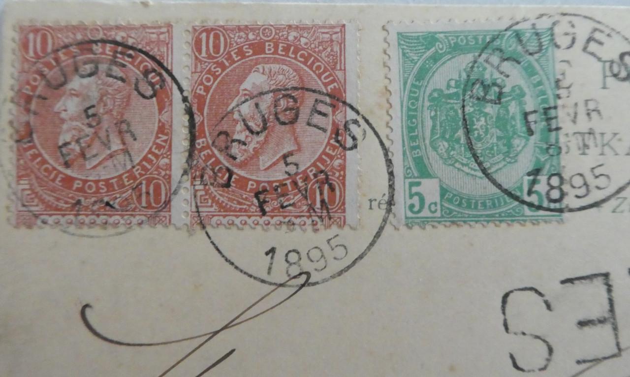 Briefkaart, 1895, EXPRES Brugge – Coolkerke (België)