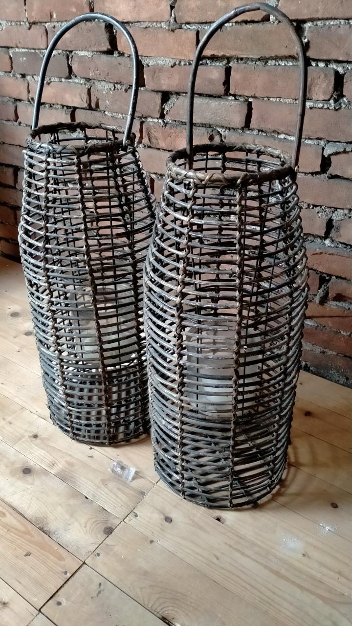 Rieten lampen 2 stuks