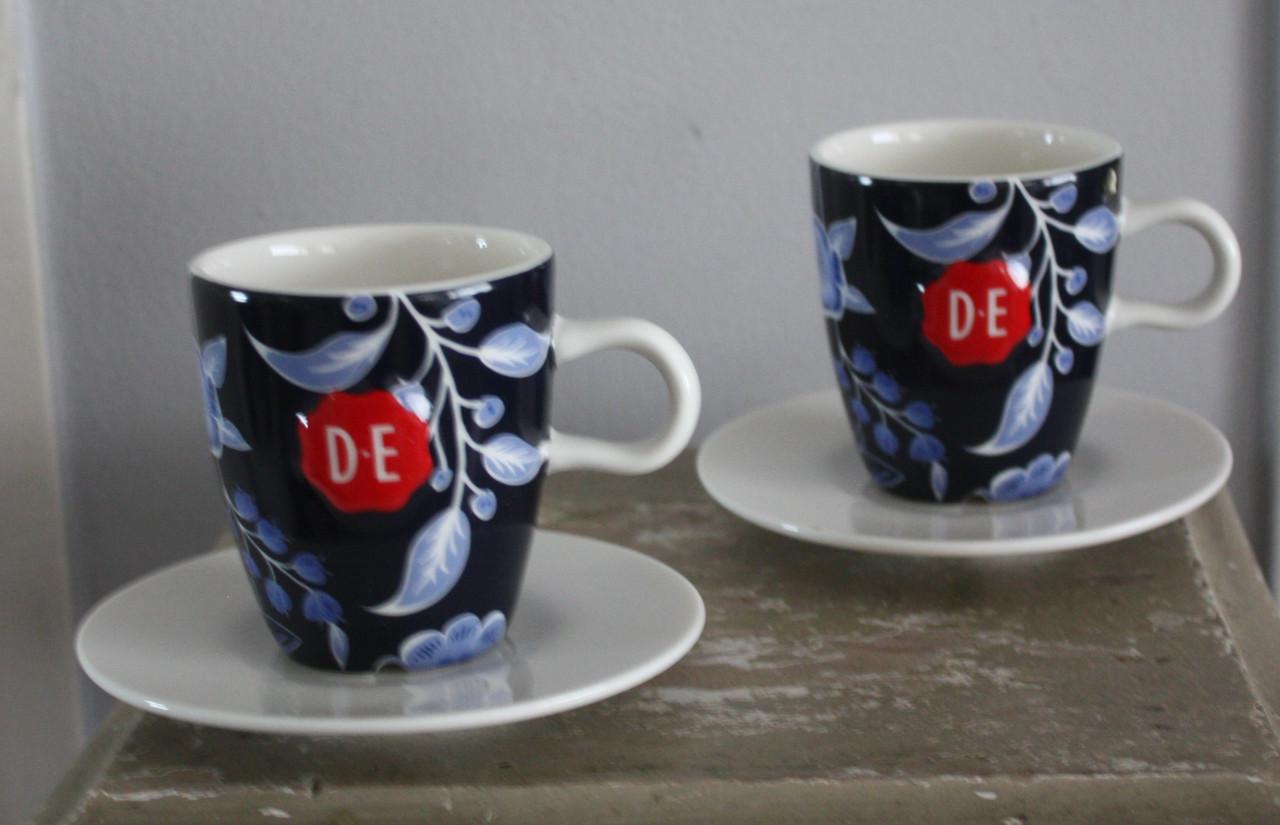 Nieuwe Douwe Egberts kop en schotel blauw