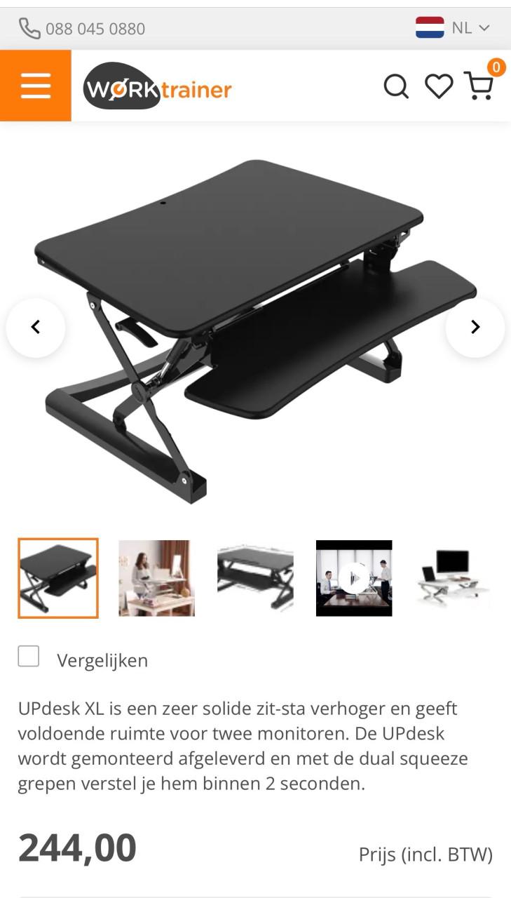 Zit-sta verhoger bureau zwart
