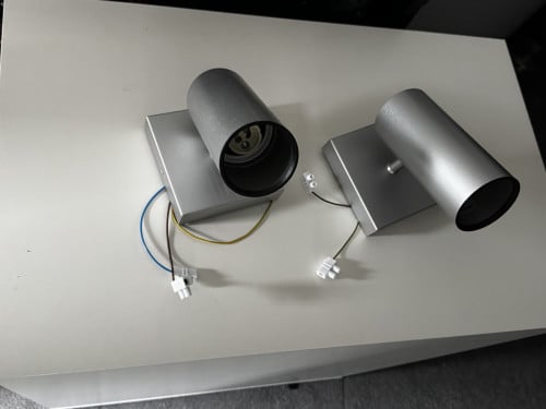 2 x nette spots met gu10 fitting, kleur zilver