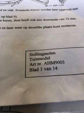 Modelbouw tekening stelling molen