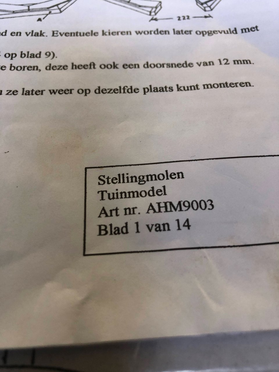 Modelbouw tekening stelling molen