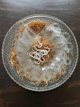 Oude kristallen bowl set met 18 glazen