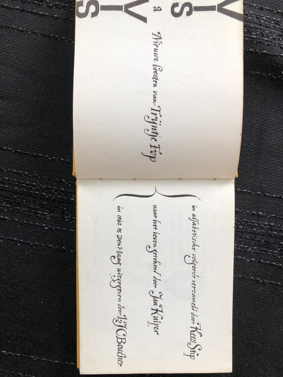 Gedichtenbundel Trijntje Fop “Vis a Vis”  1962