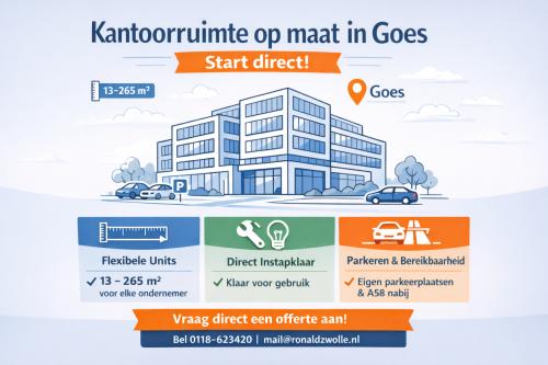 Kantoorunits op maat in Goes schakelbaar van 13,5 tot 265m2