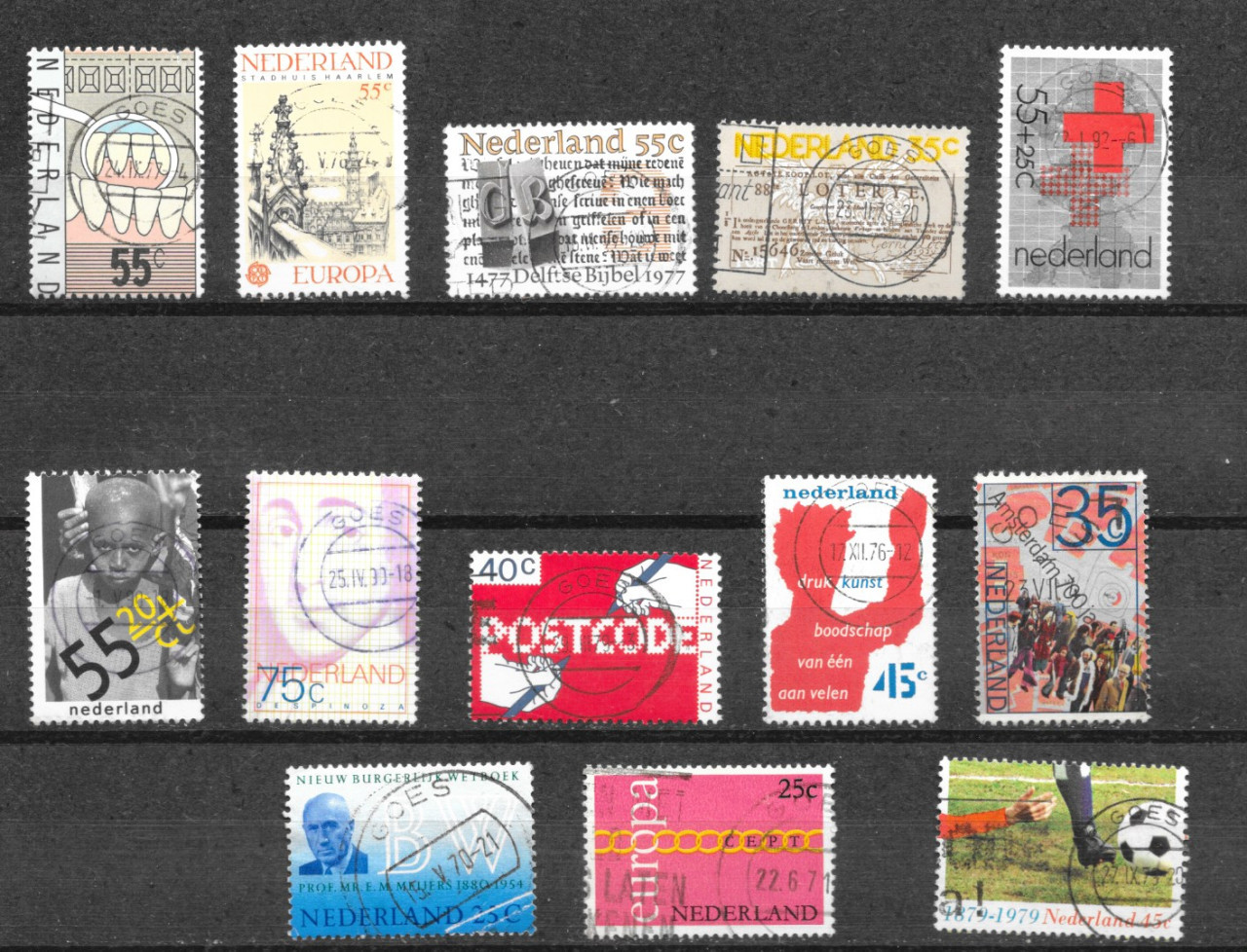 Lot met 58 zegels met stempels Goes