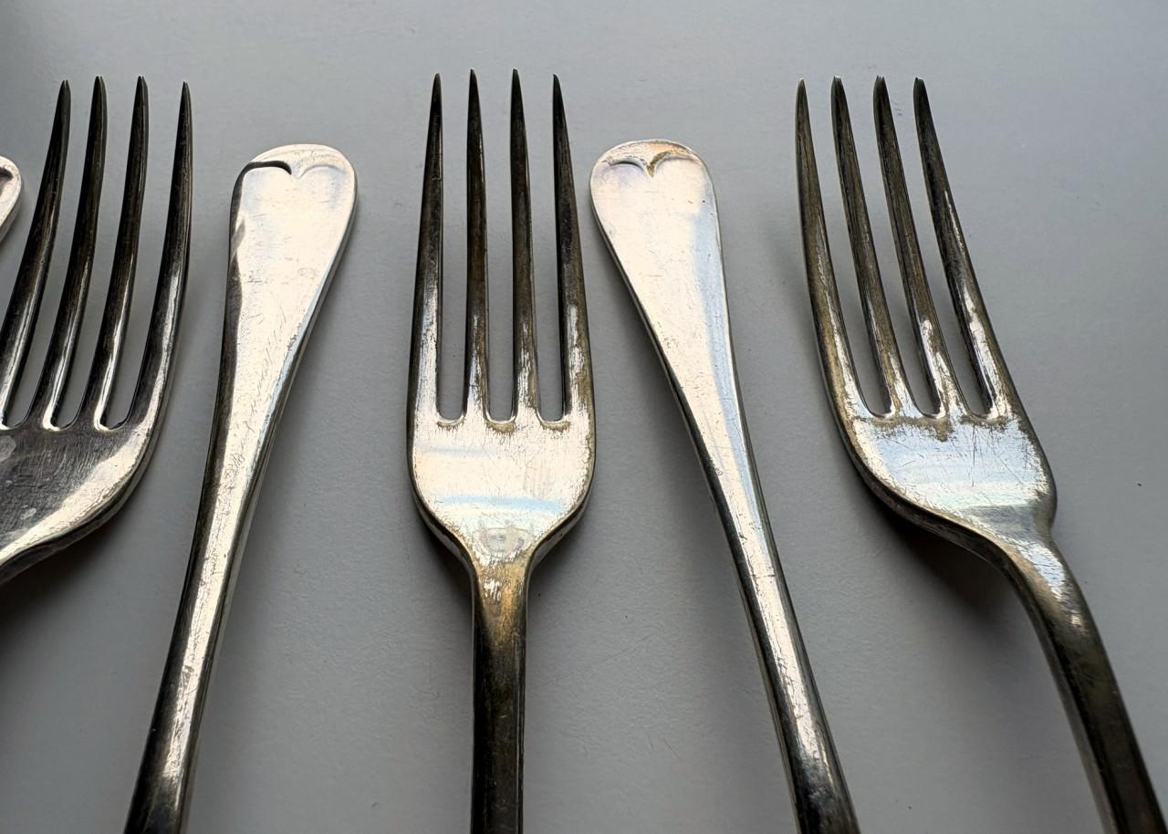 12 antieke messen en vorken - epns - verzilverd