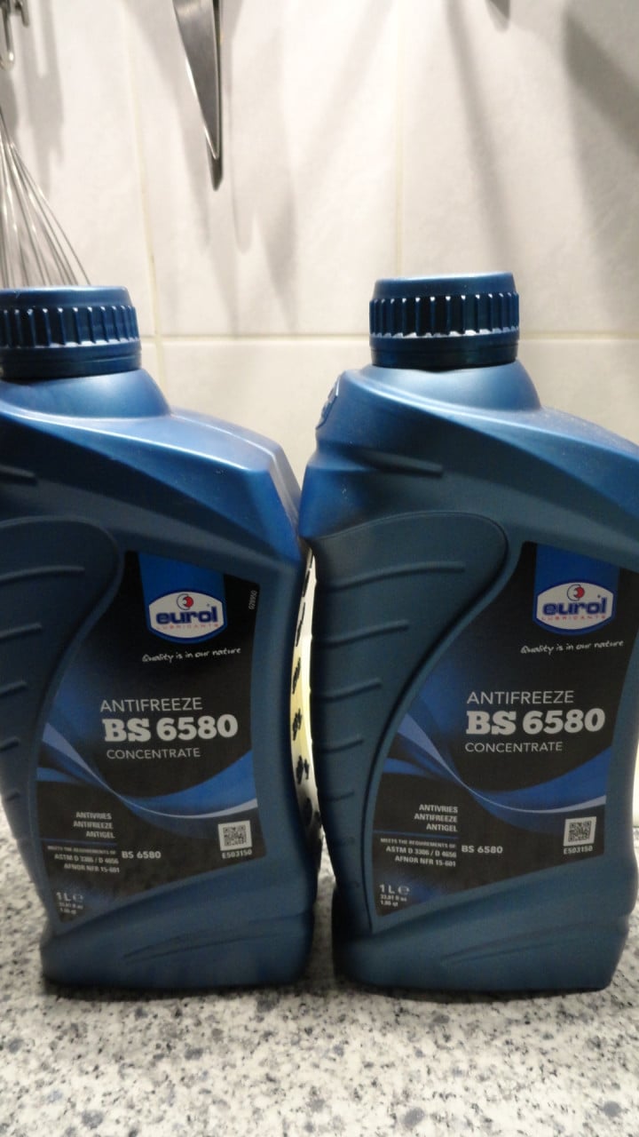 Eurol Antifreeze BS 6580 Concentraat-NIEUW 2 X 1 LITER  Voldoet aan BS 6580