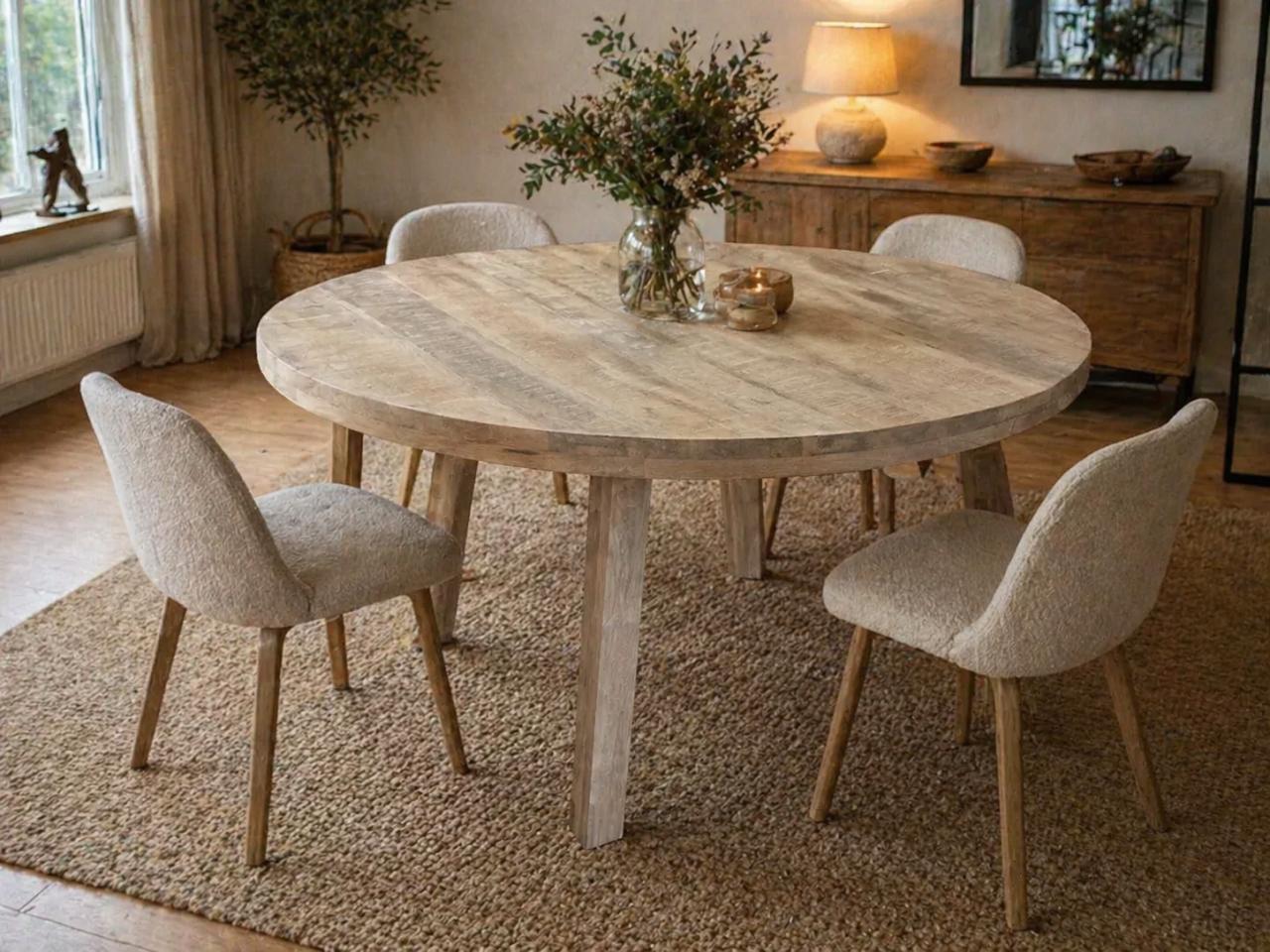 Nieuwe ronde tafel in mangohout 120cm