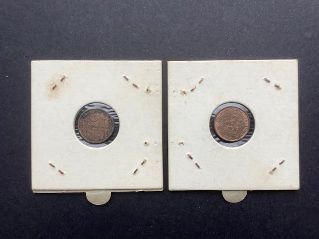 Wilhelmina lotje 1/2 cent 7 stuks.