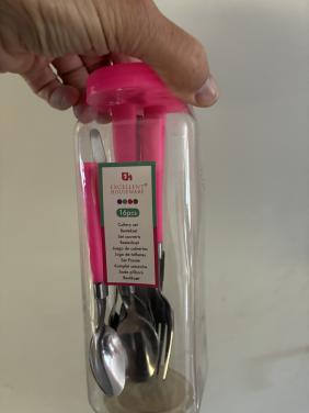 Een roze besteksetje