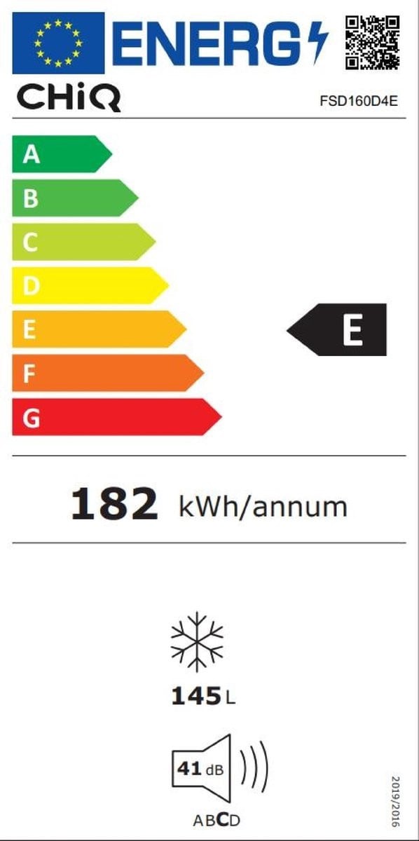 Nieuwe Vriezer 145 Liter 5 laden Energieklasse E - RVS Zwart 125x55 cm.