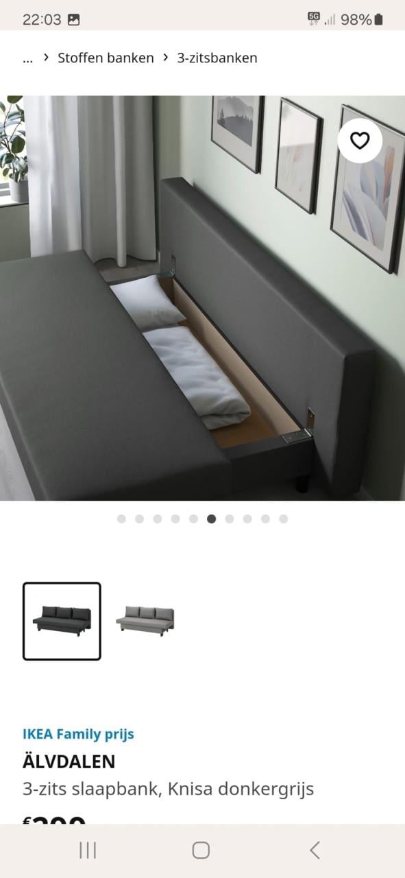 Mooie bedbank antraciet