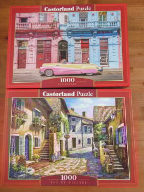 2 mooie puzzels van 1000 stukjes, 1 mist een stukje, die krijg je gratis