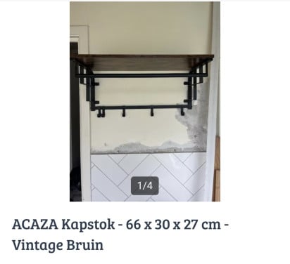 ACZA Kapstok - 66 x 30 x 27 cm - Vintage bruin