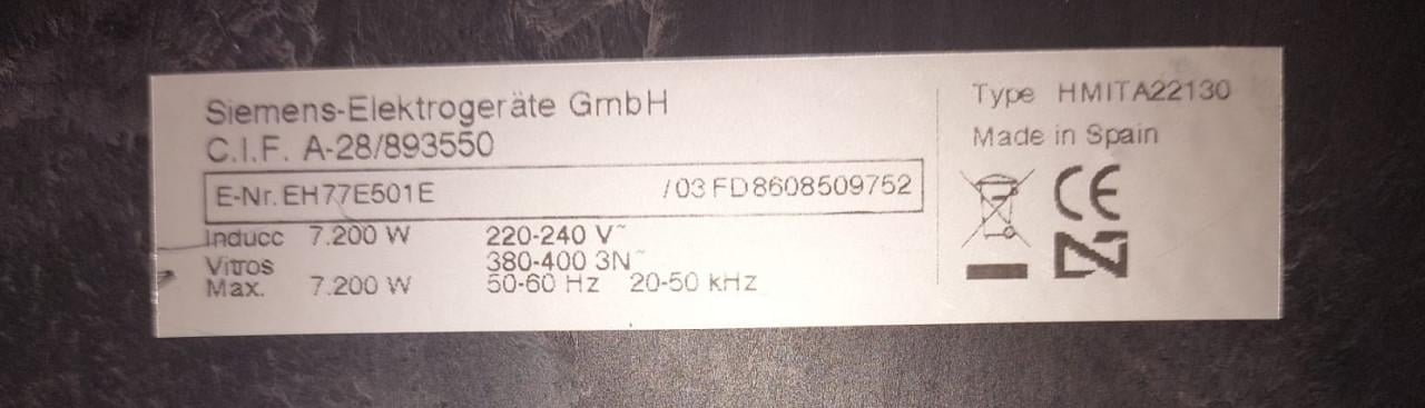 Gereserveerd Inductie inbouw kookplaat 4 pits Siemens