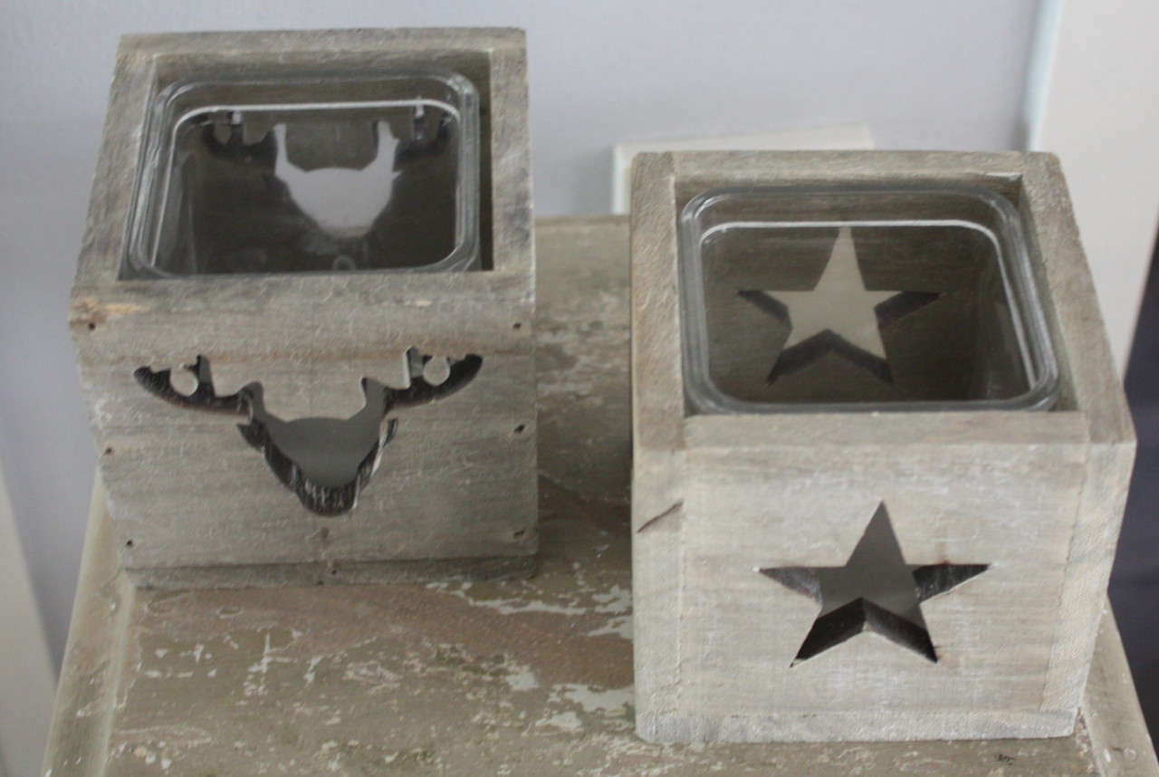 Set van 2houten theelichten
