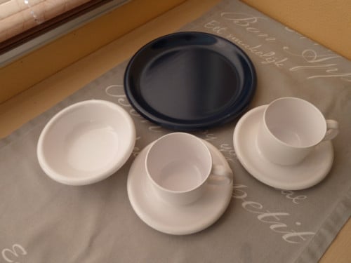 Ontbijt set blauw/wit