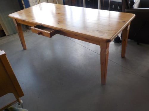 Mooie kwaliteit geheel massief grenen eettafel 90 x 200 cm met lade