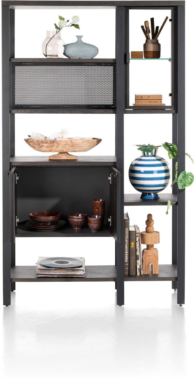 Roomdivider 120 cm - 2-glasdeuren + 4-deuren Castle antraciet Ridgefield