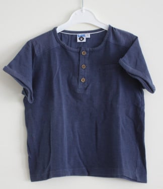Dokerblauw shirt met knoopes maat 98