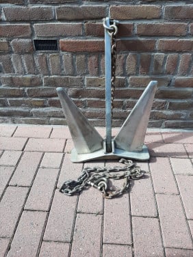 Roestvrijstaal klapanker voor boot incl ketting