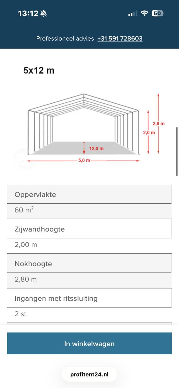 Te huur PVC partytent 5x12 incl 3 biertafelsets