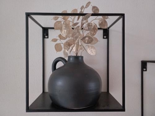 Supergave VAAS van aardewerk met glitter kunsttak