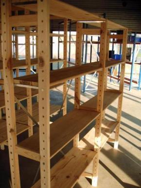 Nieuwe houten magazijnstelling in velen maten.